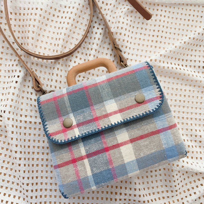 双钮云纹格纹包 - 手提包/手提袋 - 其他材质 