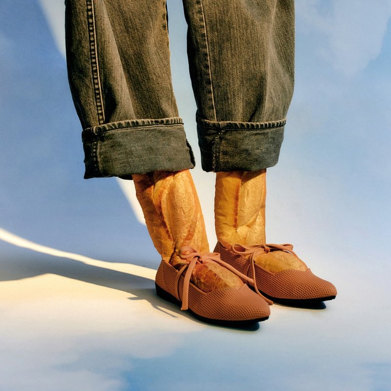 钩针背心平底鞋 奶茶褐 | inooknit 专为亚洲女生设计的针织鞋 - 芭蕾鞋/娃娃鞋 - 聚酯纤维 咖啡色