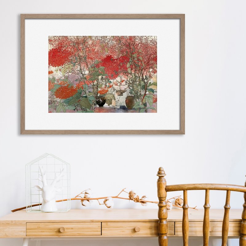 装饰画-花| 挂画| 入厝礼| 中国风| 挂画| 民宿布置| 送礼| 摆饰 - 画框/相框 - 纸 卡其色