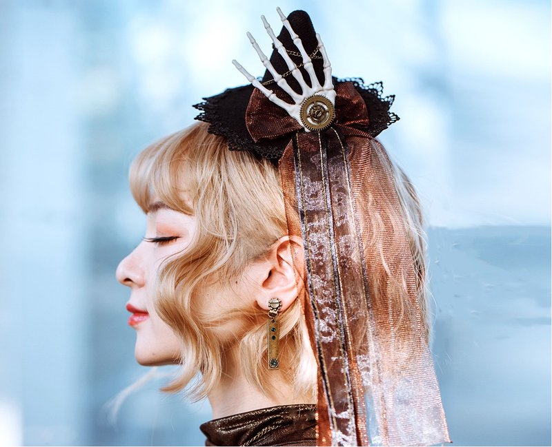 蒸汽朋克 万圣节派对 女巫 魔女帽 骨头小礼帽 头饰发饰发夹 - 帽子 - 其他人造纤维 红色