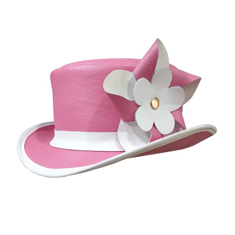 Peetie Pink Leather Top Hat - 帽子 - 真皮 粉红色