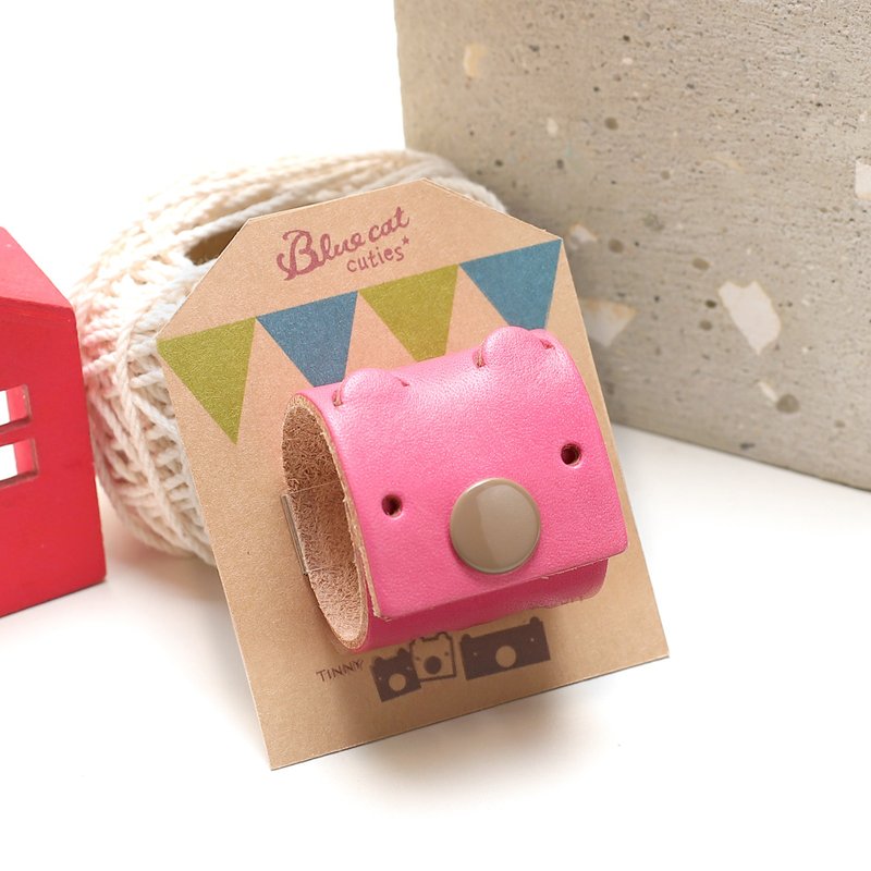 粉红色 大只的Tinny 真皮革手工 USB-C 2米 集线器 - 电脑配件 - 真皮 粉红色