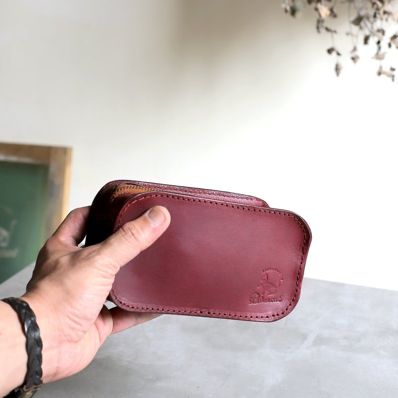 Retro 收纳包∣勃艮地酒红植鞣牛皮革∣多色 - 化妆包/杂物包 - 真皮 紫色