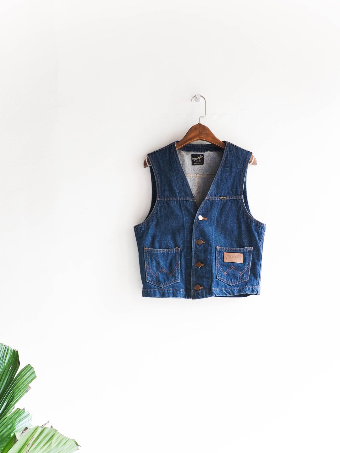 河水山 - Wrangler 蓝哥靛海蓝青春日志 棉质丹宁古董背心 古着 vintage oversize vest - 女装背心 - 棉 蓝色