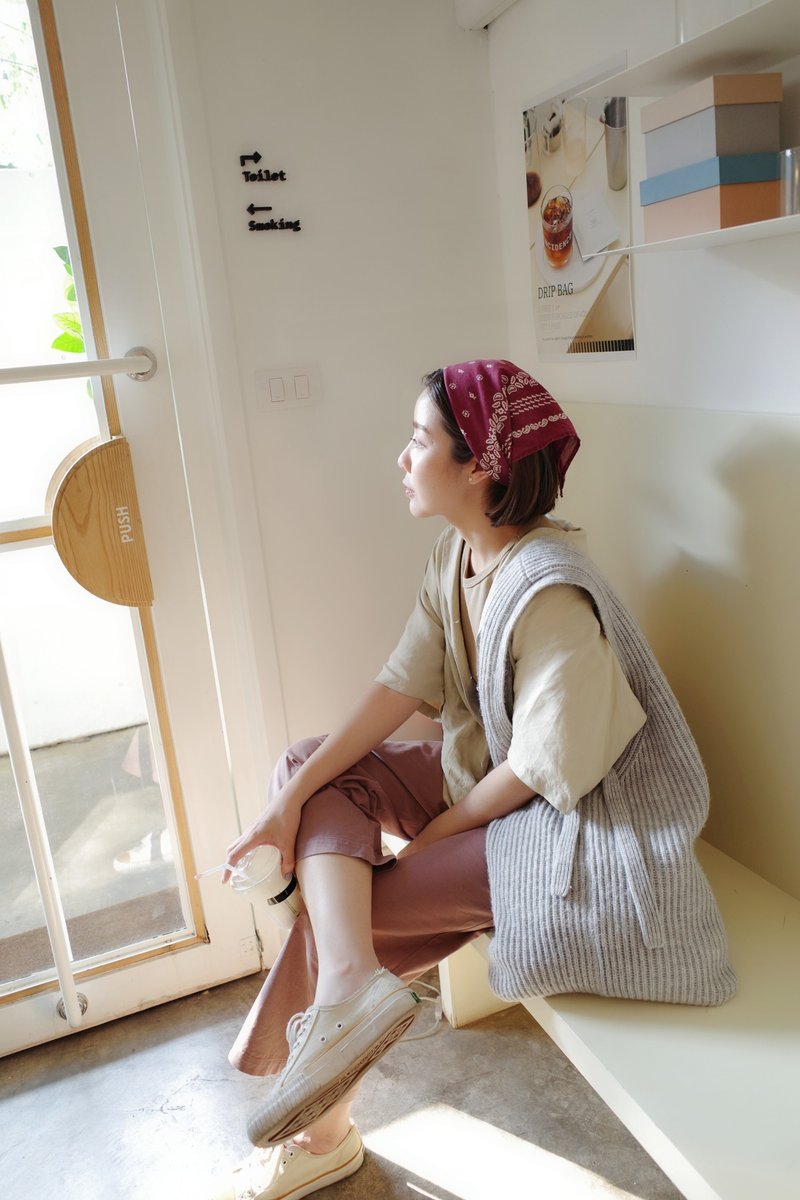 斜挎包 MA KNIT Grey Lightweight Knitted shoulder bag with lining - 其他 - 聚酯纤维 灰色