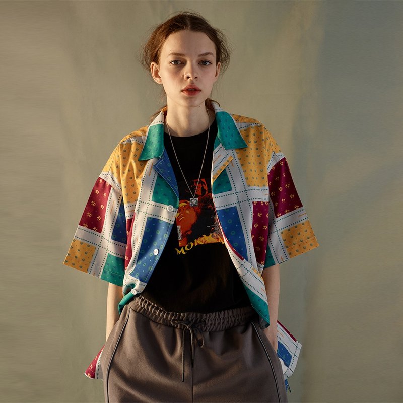 MOKACME 2020-2021SS 春夏复古腰果花花卉古巴领短袖衬衣 - 男装衬衫 - 聚酯纤维 多色