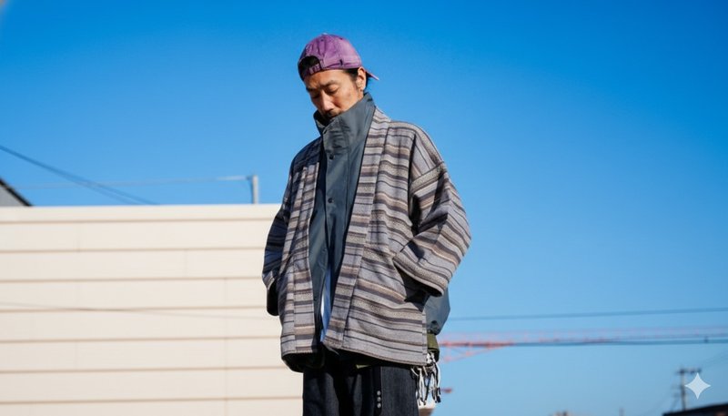 AMIN'S SHINY WORLD 雾霾灰调咖啡民族风KIMONO  Reversible - 男装外套 - 棉．麻 多色