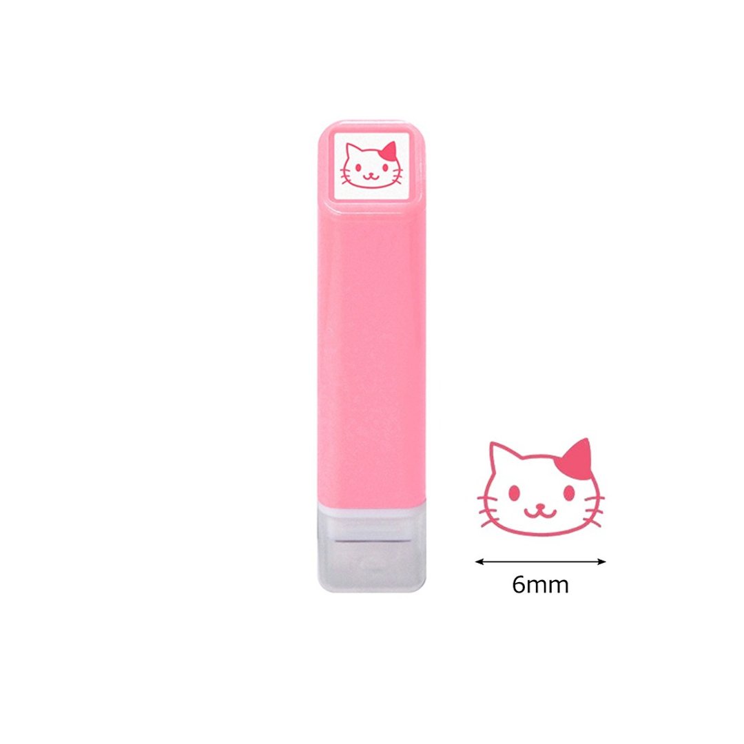 【KODOMO NO KAO】手帐用迷你浸透印 粉红 猫咪 - 印章/印台 - 塑料 粉红色