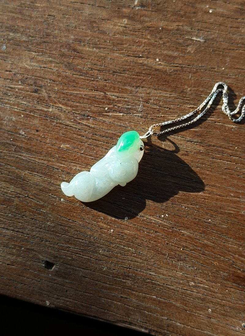 天然缅甸翡翠吊坠   随机附送925银项链 072115 - 项链 - 宝石 绿色