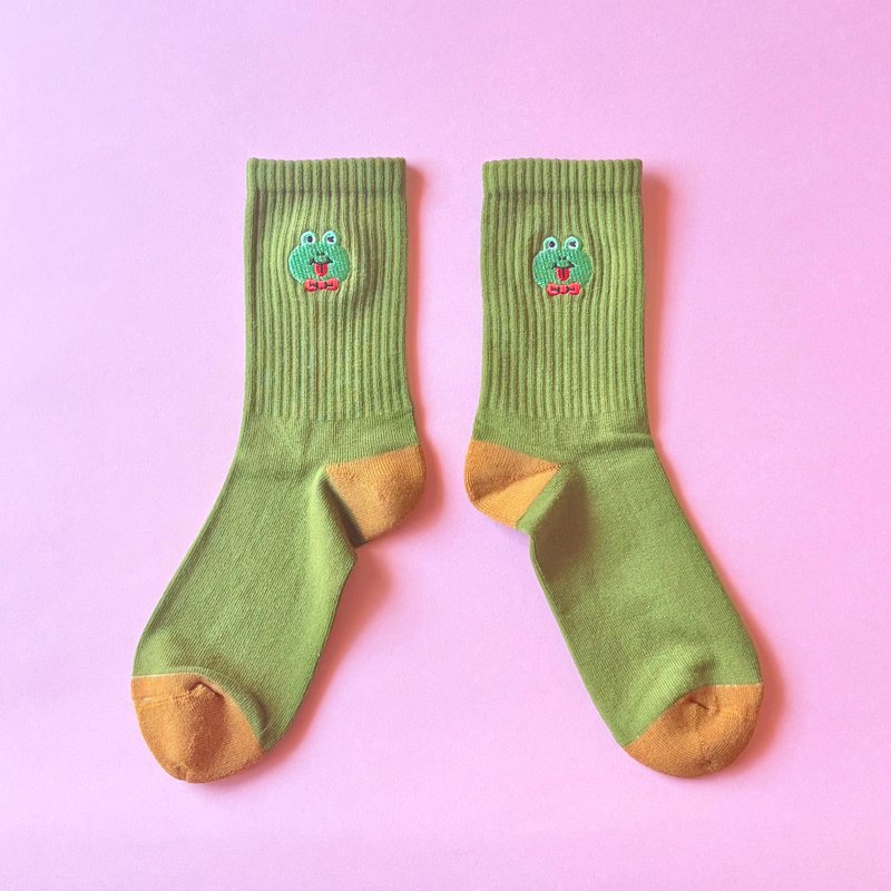 袜子/电绣袜/毛巾袜/青蛙小呱/くつした - 袜子 - 棉．麻 多色