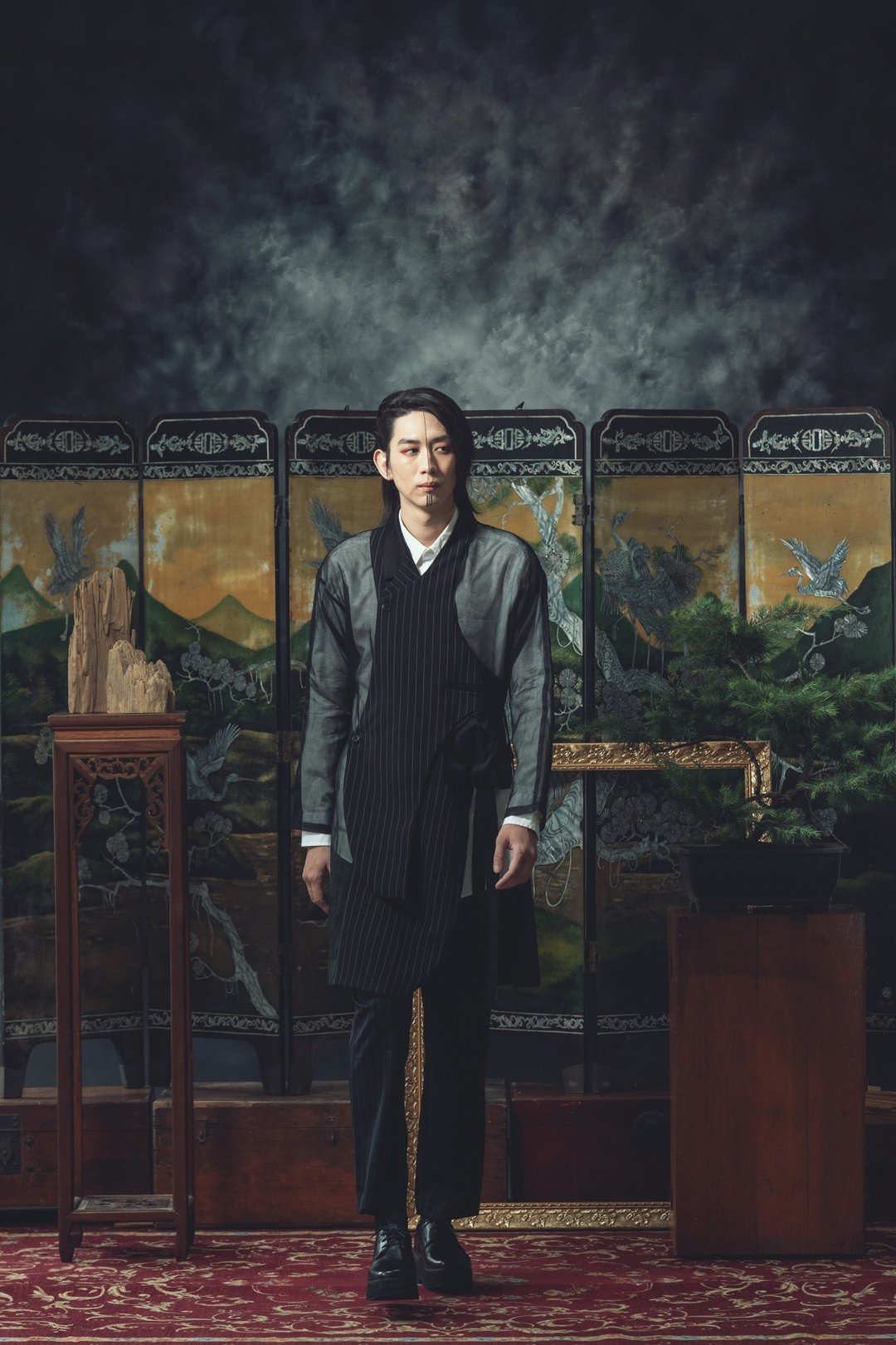 汉服解构罩衫(201T09) - 男装外套 - 聚酯纤维 黑色