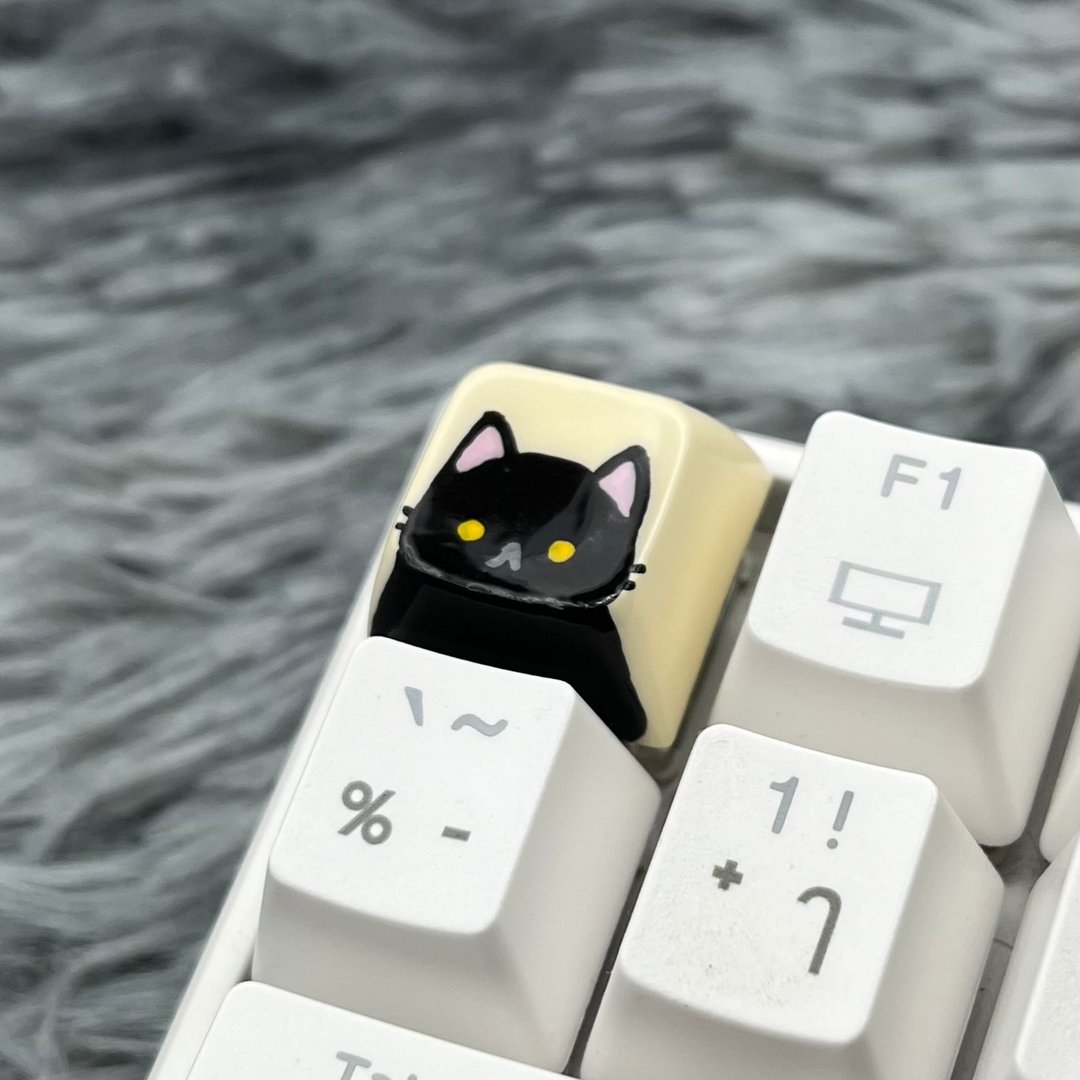 XDA keycap black cat (yellow eyes)-yellow - 电脑配件 - 塑料 黄色