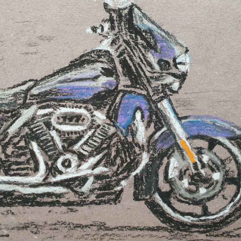 摩托车绘画摩托车原创艺术品哈雷戴维森路王特别版 - 海报/装饰画/版画 - 其他材质 紫色