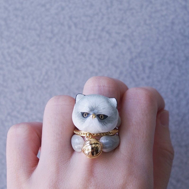 3-Piece Persian Cat Rings. - 戒指 - 其他金属 灰色