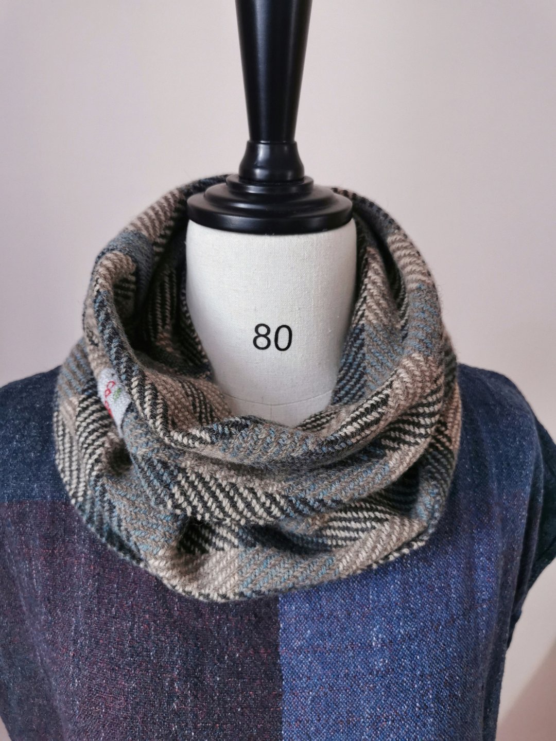 Handwoven by Carina | 手织50牦牛绒50美丽诺羊毛长脖围 - 围巾/披肩 - 羊毛 蓝色
