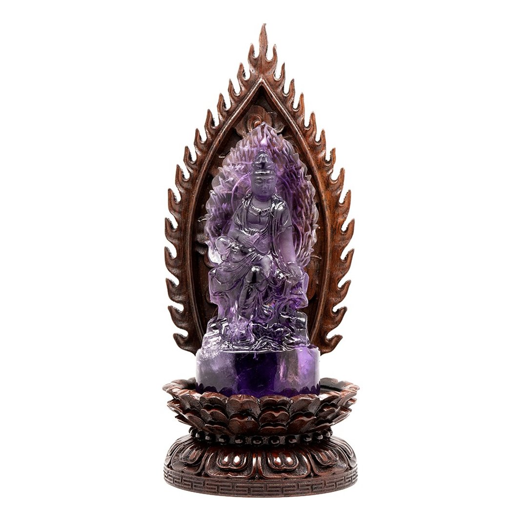 【正佳珠宝】紫水晶 顶级巴西紫水晶 观世音菩萨雕刻 紫水晶摆件 - 其他 - 水晶 多色