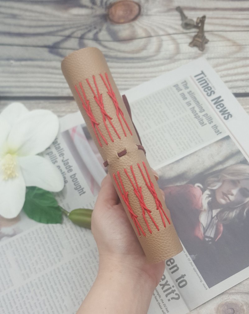 法老风格手工日记本 (Journal)，雾感人造皮革封面，卡其色 - 笔记本/手帐 - 人造皮革 