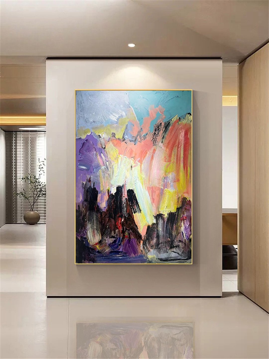 斑斓 手绘油画/抽象/原创商品/装饰画/挂画/客厅/走廊/玄关挂画 - 海报/装饰画/版画 - 亚麻 多色