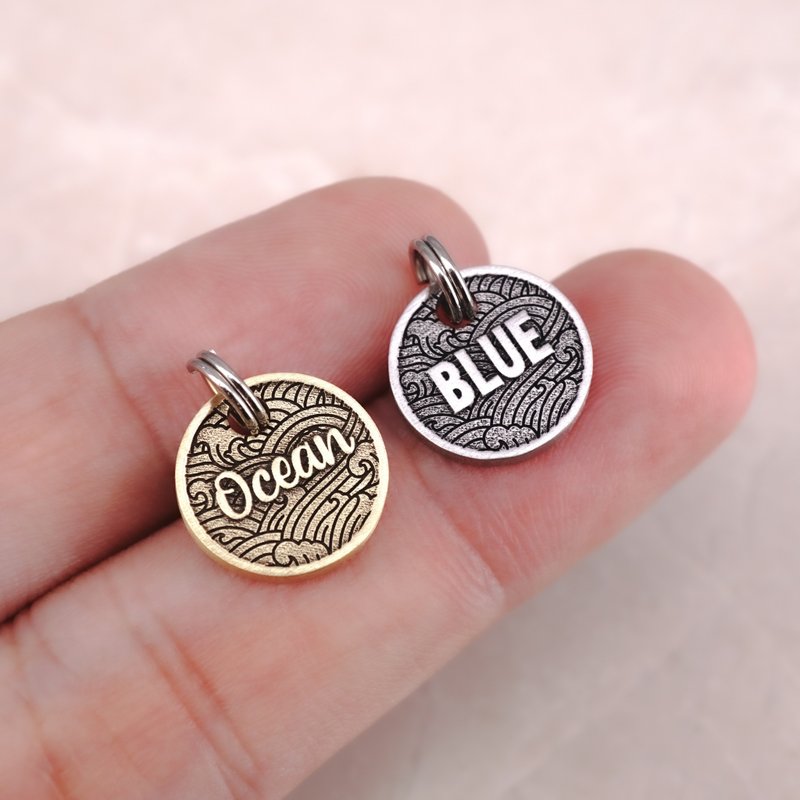 个性化黄铜海浪猫标牌 猫项圈标牌 小型宠物 ID 标牌 - 项圈/牵绳 - 铜/黄铜 金色