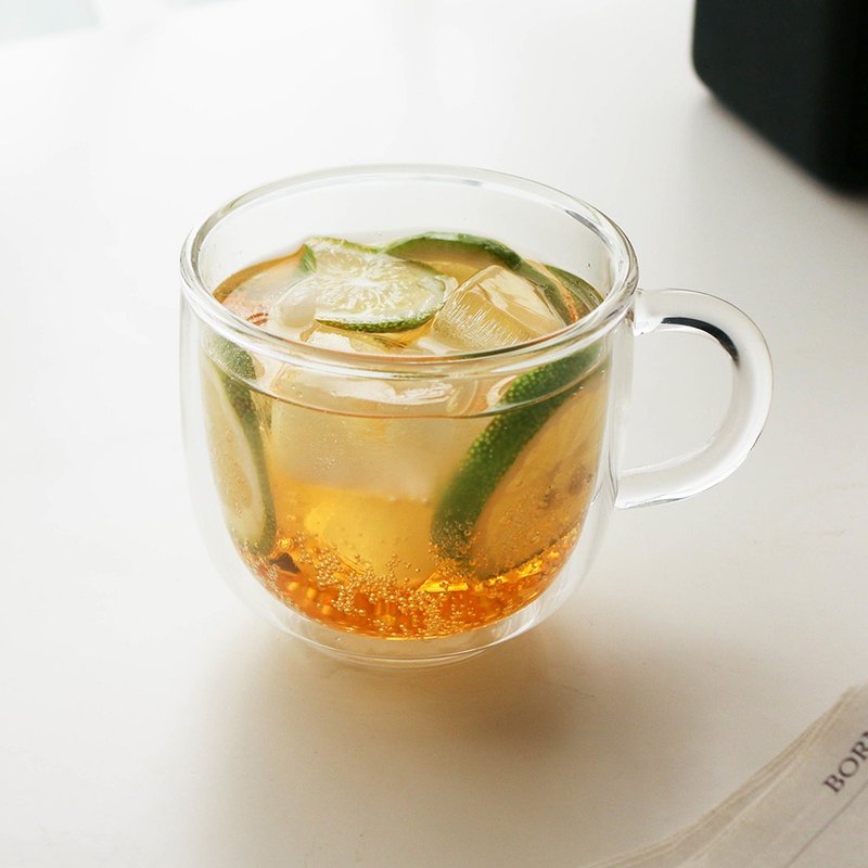 复古把手双层玻璃杯260ml - 玻璃杯 - 玻璃 透明