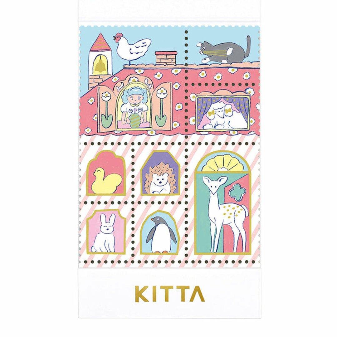 【KING JIM】KITTA和纸胶带 烫金邮票贴纸 家 (北泽平佑设计) - 纸胶带 - 纸 多色