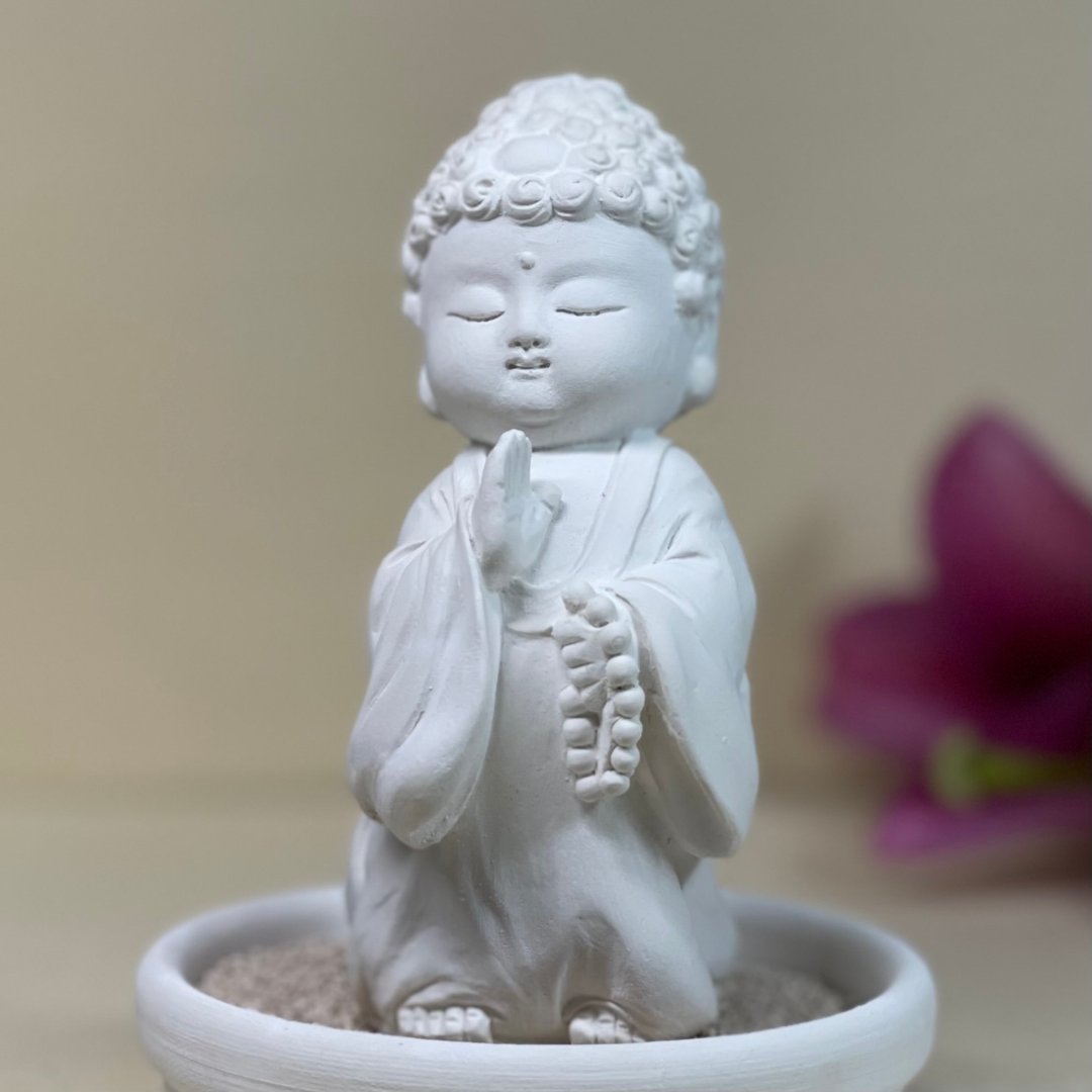 佛像摆饰 净念吉祥小佛之初心小盘套组 佛 宗教 开运 水泥 扩香 - 香薰/精油/线香 - 水泥 灰色