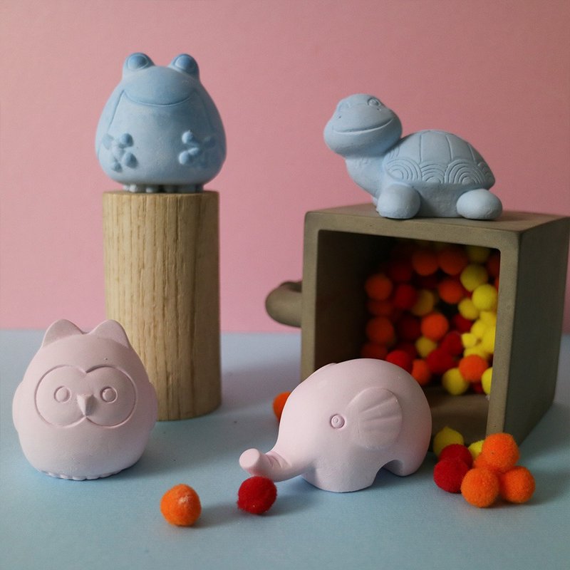 硅藻动物组合(4件组)  除臭/防潮/扩香石/重复使用/环保/伴手礼 - 香薰/精油/线香 - 其他材质 粉红色