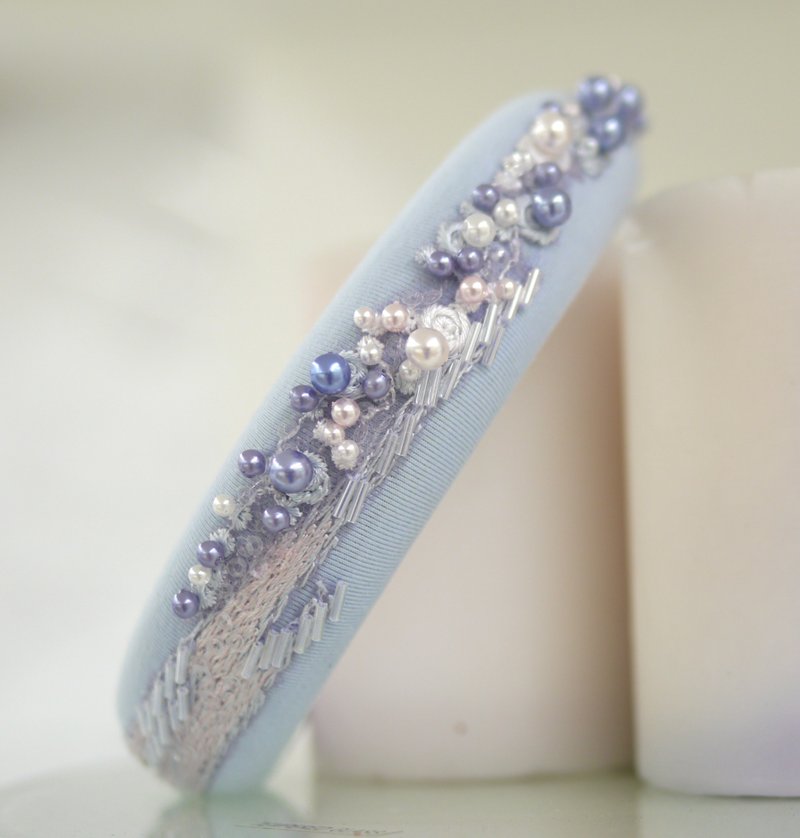 施华洛世奇水晶 蕾丝 宽版发箍 发饰 - 发饰 - 其他材质 蓝色