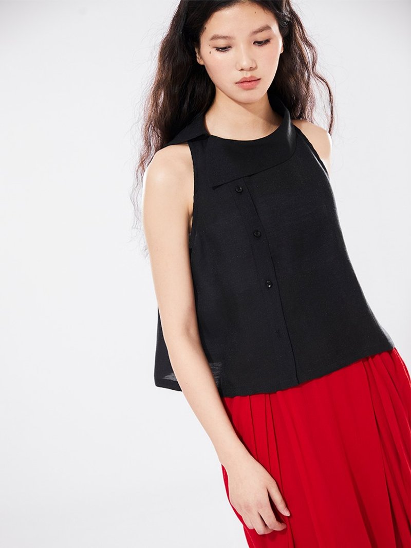 透视不规则领上衣垂感褶皱暗纹肌理上衣 - 女装上衣 - 其他材质 白色