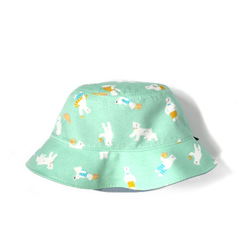 凉夏北极熊双面渔夫帽-薄荷绿 - 帽子 - 棉．麻 绿色