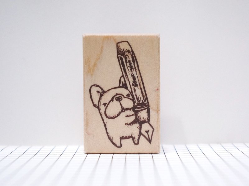 (复刻)法斗手作印章-福宝与钢笔 - 印章/印台 - 木头 