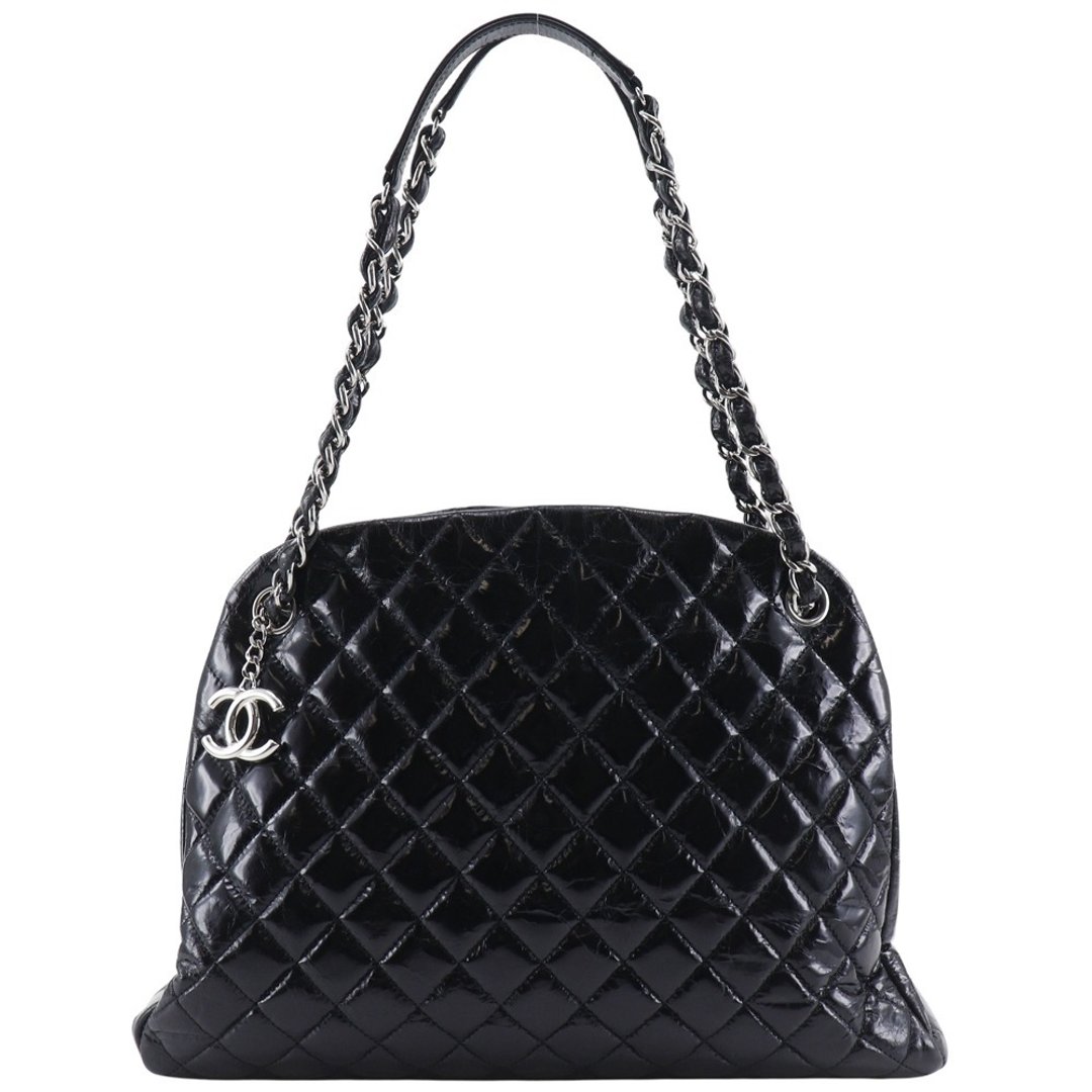 【日本直送】香奈儿 CHANEL Mademoiselle Bowling Bag 托特包 Matelassé 链条托特包 皱褶压纹 A50558 漆皮 黑【二手】 - 手提包/手提袋 - 真皮 黑色
