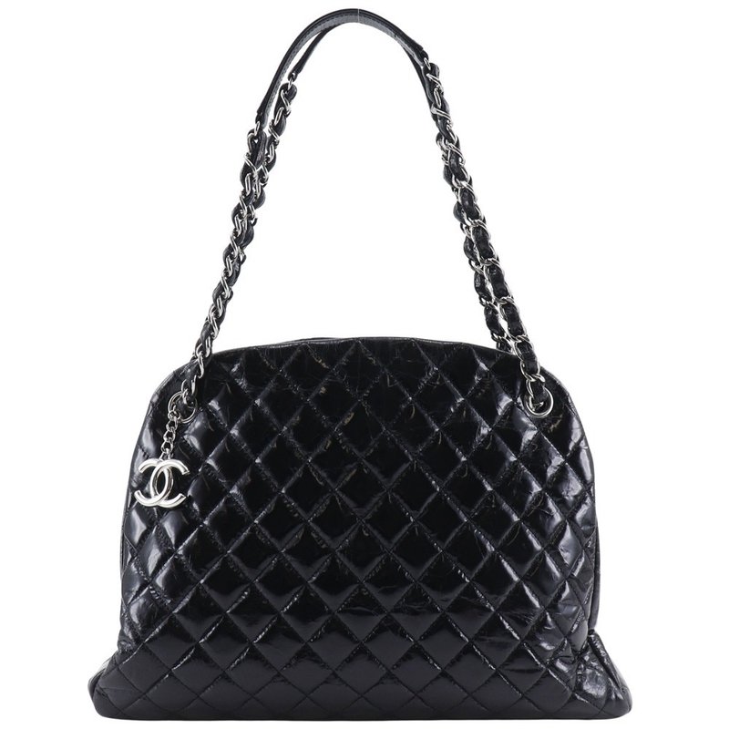 【日本直送】香奈儿 CHANEL Mademoiselle Bowling Bag 托特包 Matelassé 链条托特包 皱褶压纹 A50558 漆皮 黑【二手】 - 手提包/手提袋 - 真皮 黑色