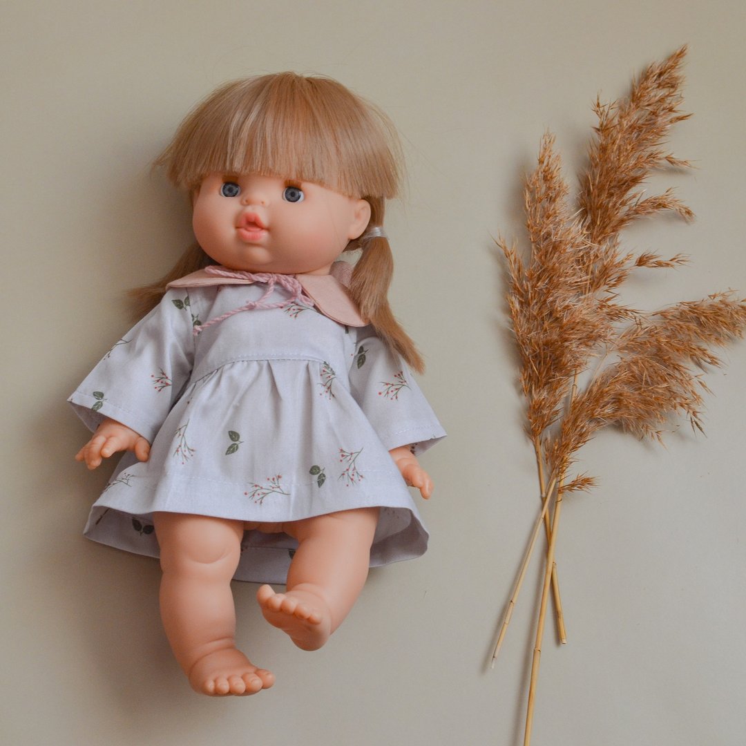 Dress and collar for 13 Minikane doll, Clothes for Paola Reina doll - 玩具/玩偶 - 棉．麻 银色