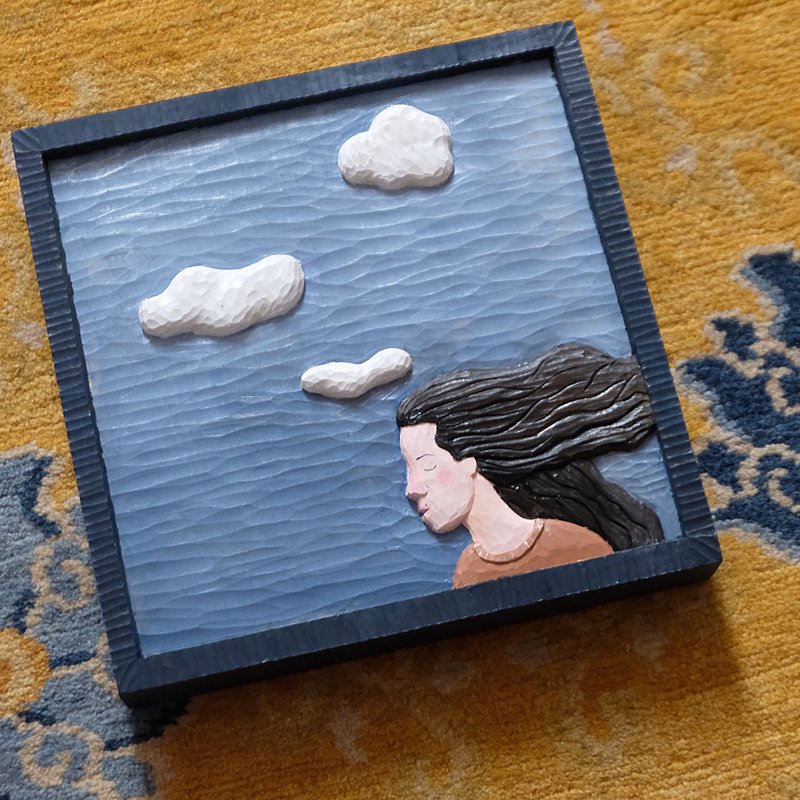 原创手工木雕版画装饰画挂画 - 海报/装饰画/版画 - 木头 蓝色