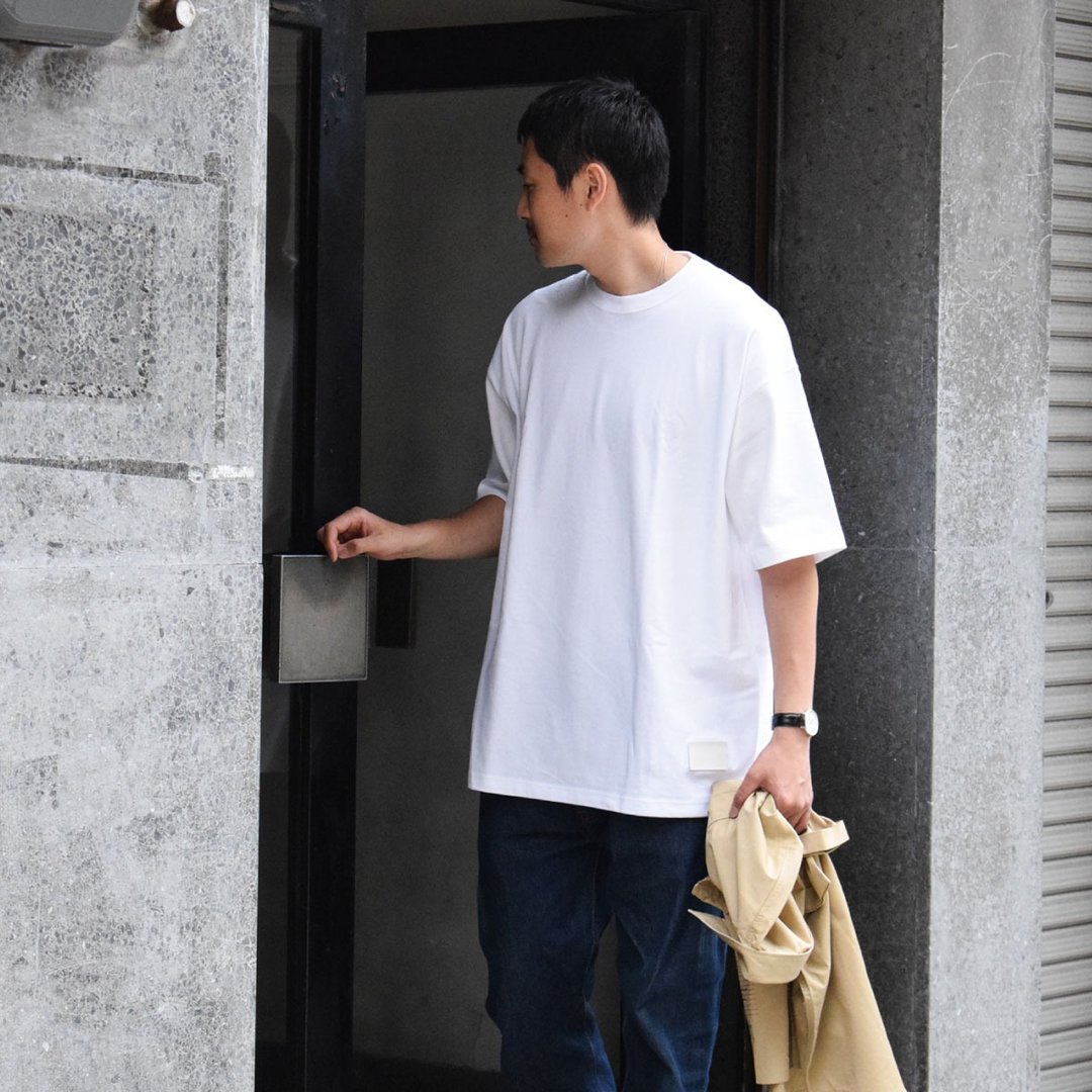 Big Silhouette T-shirt Mens Plain simple big T-shirt [White] TA022 - 女装 T 恤 - 棉 白色
