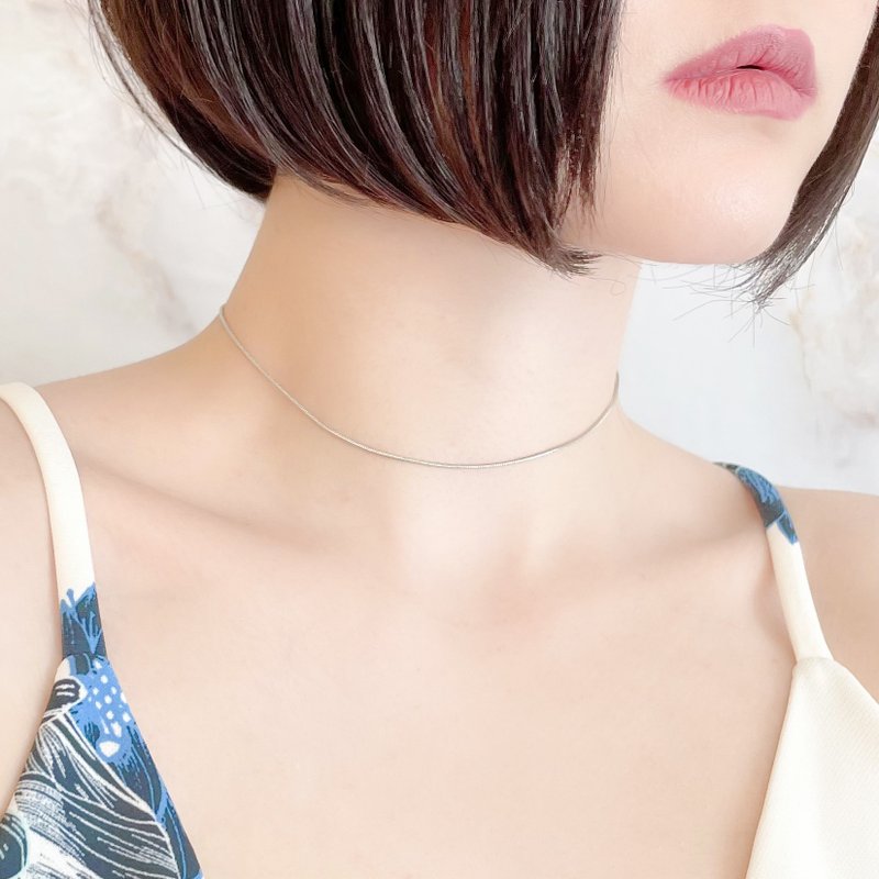 银/蛇链简约颈链 SV251S - 项链 - 其他金属 银色