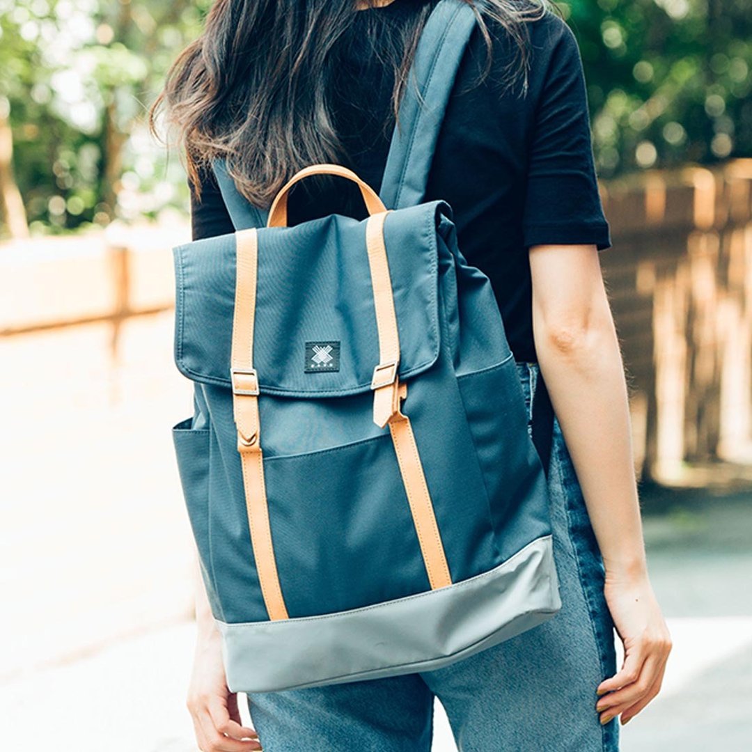 简约 意大利牛皮 电脑保护层 韩国防泼水 后背包 电脑包 - 蓝 - 后背包/双肩包 - 其他材质 蓝色
