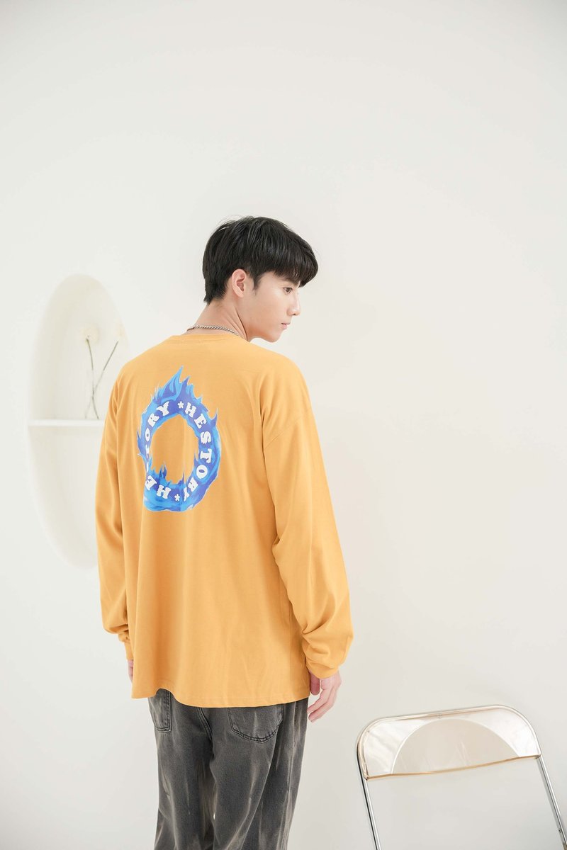 火焰长袖上衣 黄色 - 中性连帽卫衣/T 恤 - 其他材质 黄色