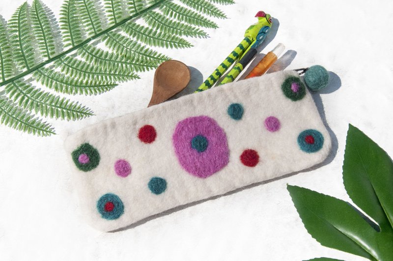 悠游卡套 钞票羊毛毡手机袋 悠游卡包 识别证包 卡片包 羊毛毡化妆包 民族风包 笔袋 餐具袋 手工手机包 笔盒-彩虹点点 - 铅笔盒/笔袋 - 羊毛 多色