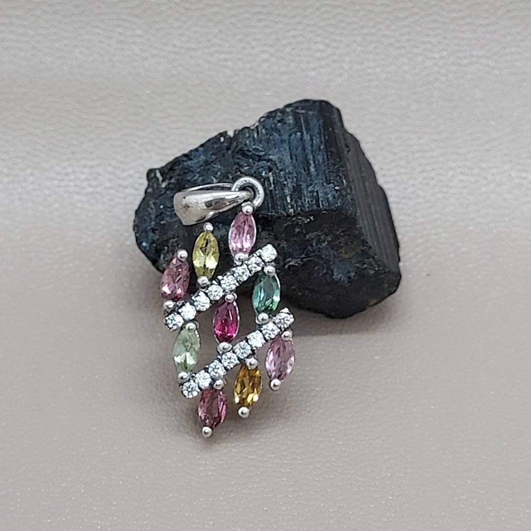 碧玺配925银吊饰 - 招财 长寿 健康 人缘 - 吊饰 - 半宝石 