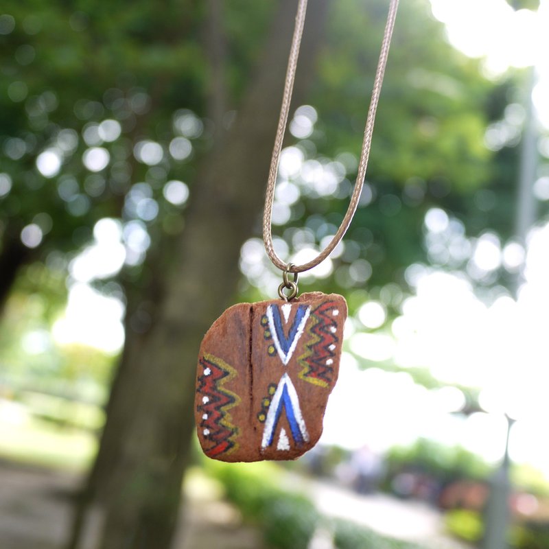 木块 自然 手绘图案 项链 颈链 Upcycling 升级再造 环保 - 颈链 - 木头 咖啡色