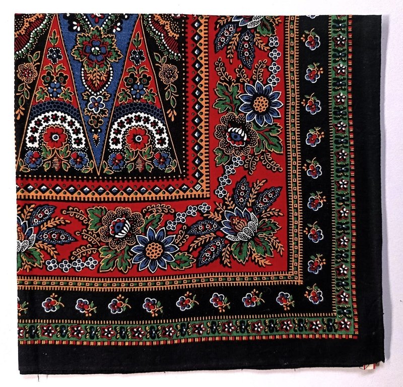 多色花卉印花头巾，20.5 x 20 英寸，100% 纯棉花卉头巾 - 丝巾 - 棉．麻 红色