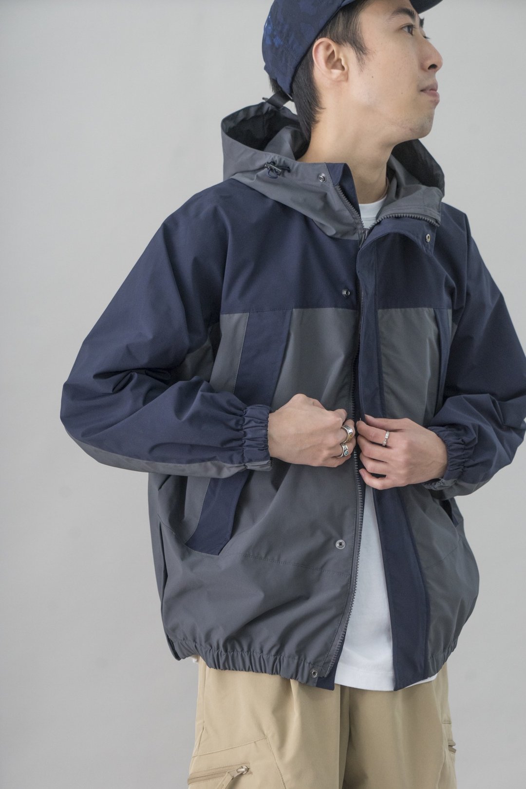 OUTER 日系潮流休閒外套 拼色連帽風衣 OUTDOOR戶外 Cityboy - 男装外套 - 聚酯纤维 蓝色