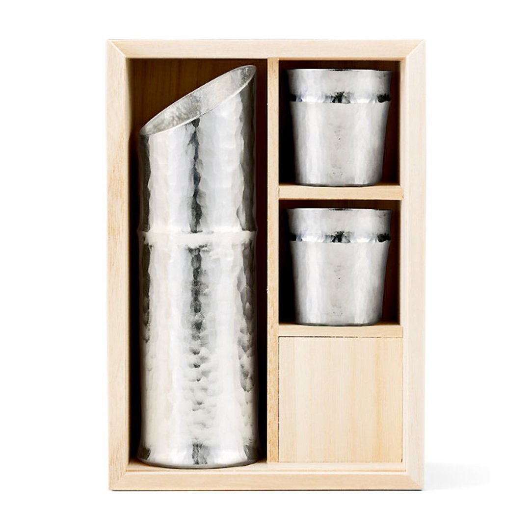竹筒锤目清酒器组 - 酒杯/酒器 - 贵金属 银色