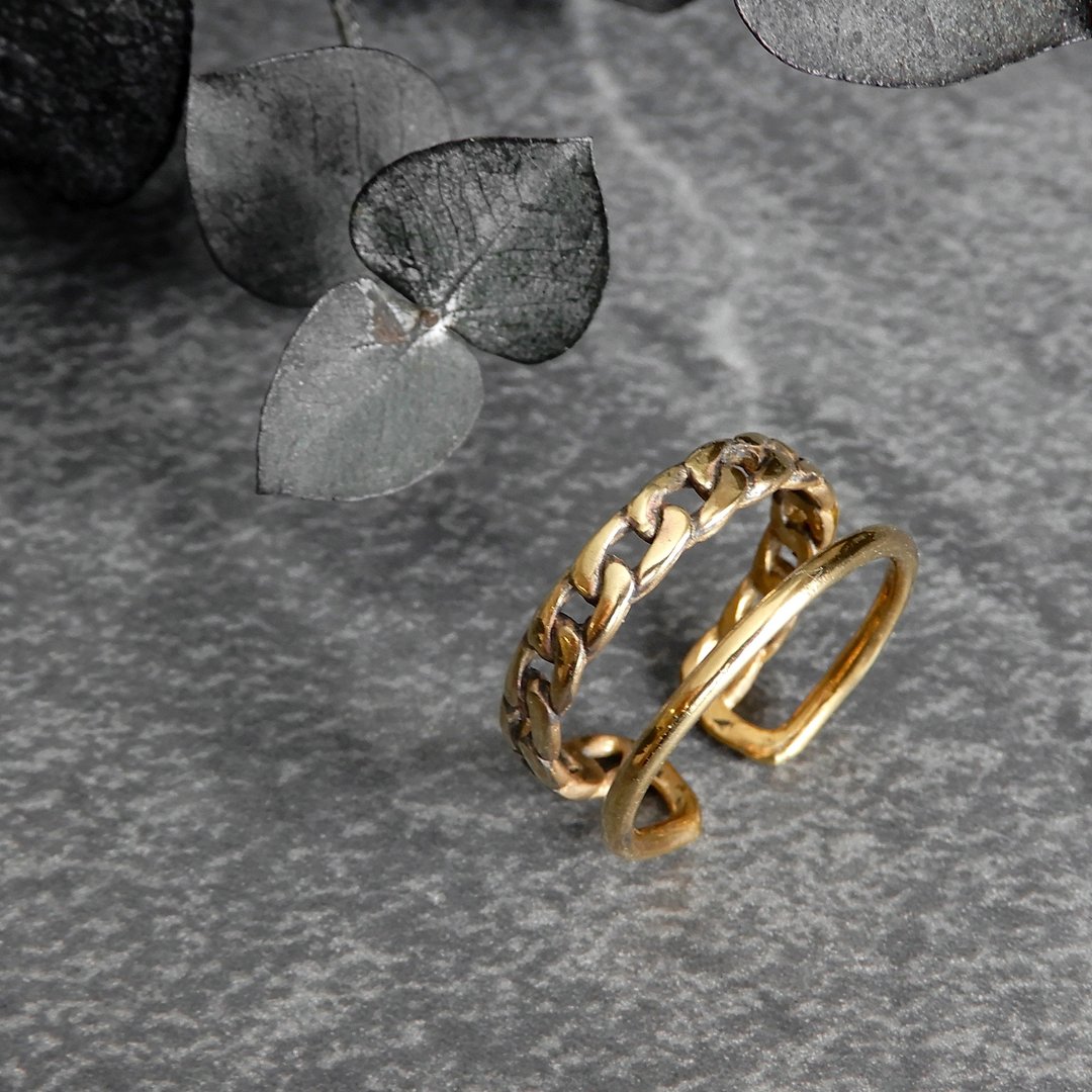 Swag 耳骨夹 双链条 / brass C122 - 耳环/耳夹 - 铜/黄铜 金色