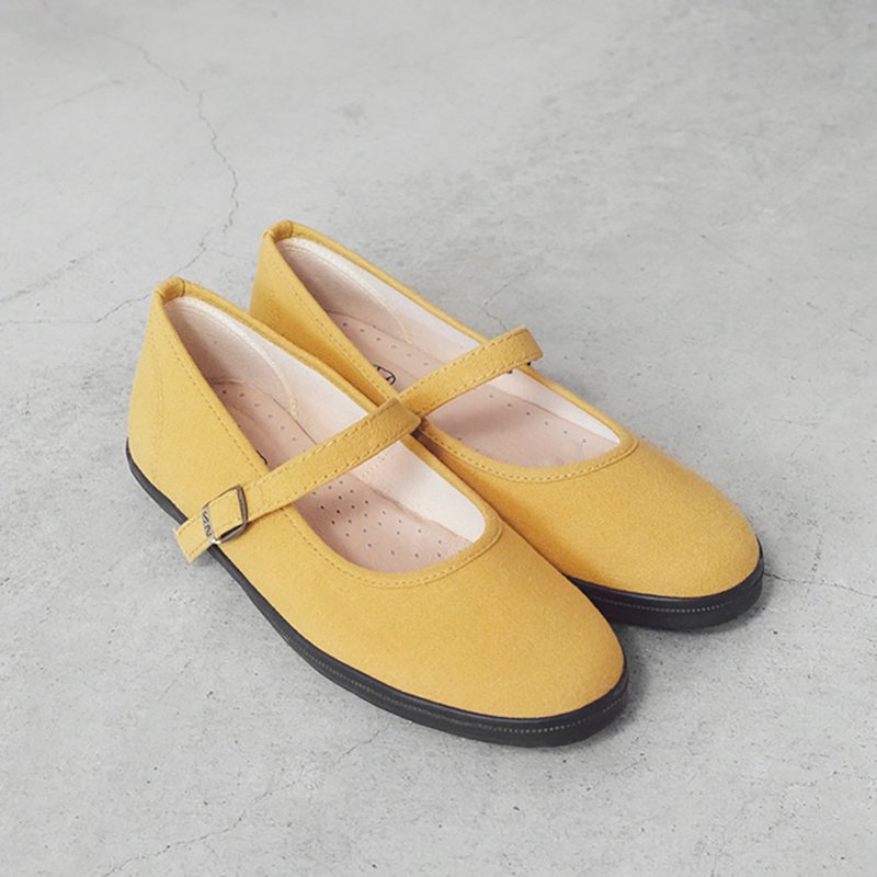 热销经典推荐【公主日】金丝雀黄 复古百搭 秋冬 亮色系 玛莉珍 - 女款休闲鞋 - 棉．麻 白色