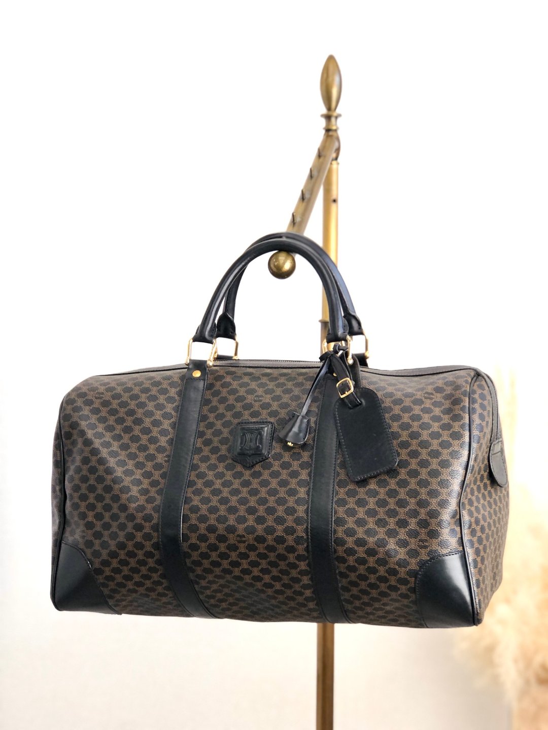 【日本直送，名牌二手包装】CELINE Macadam 手袋黑Blason 皮革 Boston Padlock Vintage 2rzyfv - 手提包/手提袋 - 真皮 黑色