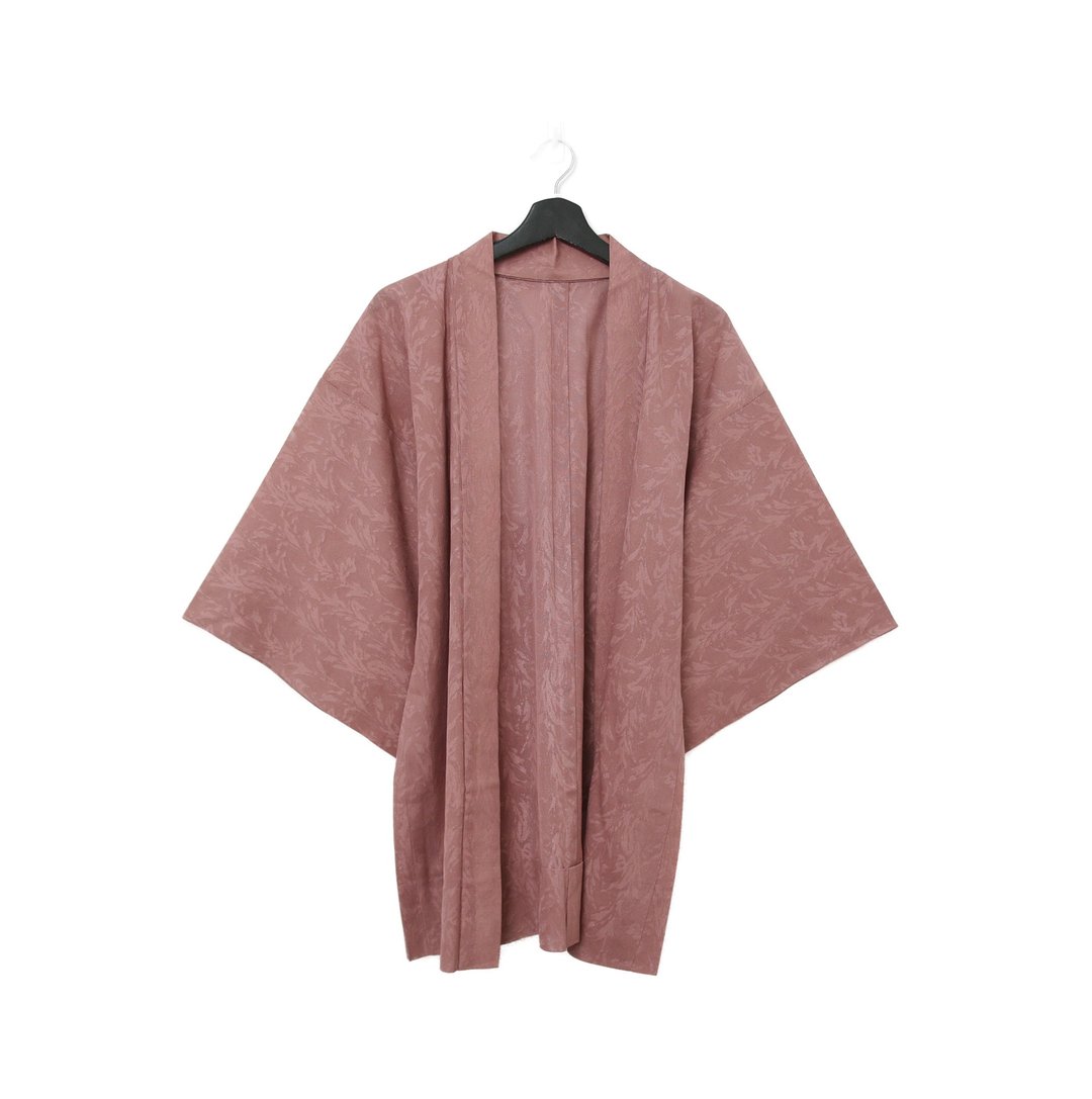 Back to Green-日本带回羽织 粉微透肤 叶 kt-03/vintage kimono - 女装休闲/机能外套 - 丝．绢 