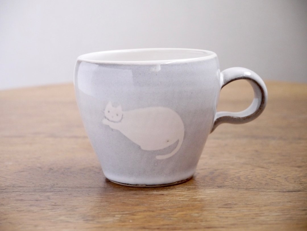 Pottery Plump Cat Mug (Medium) - 咖啡杯/马克杯 - 陶 灰色